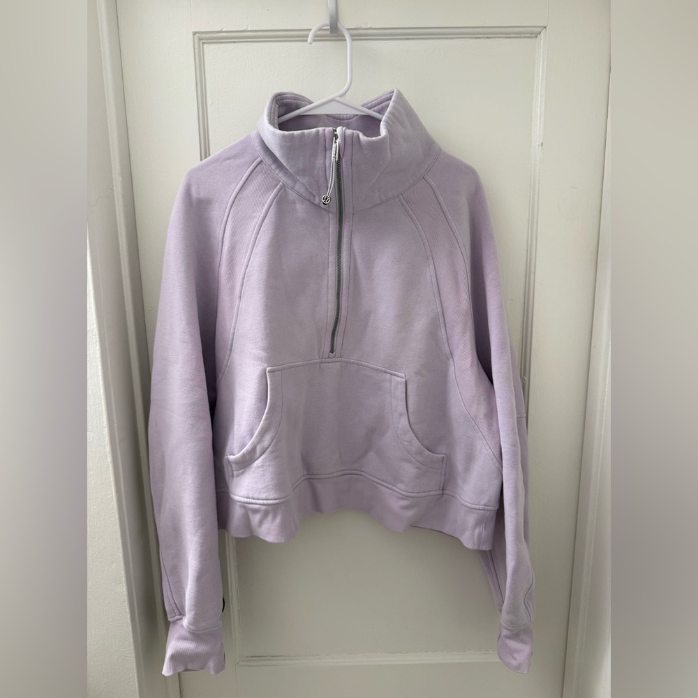 “Lavender dew” funnel neck cropped scuba.